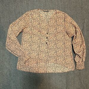SHEIN Tan Spotted Leopard Print Blouse